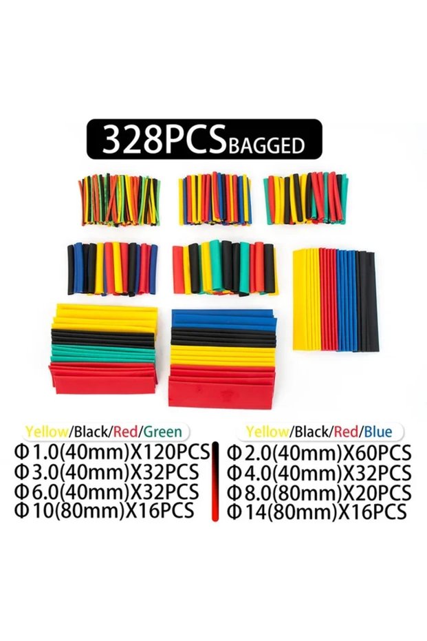 328pcs in Bag 127/328/580/800Pcs Heat Shrink Wrapped Shrinking Insulation Sleeving Thermal Casing Ca