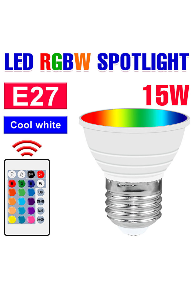 Transparent cover E27 RGB Cold White 15W LED E27/E26 Light Bulb RGBW Spotlight GU10 IR Remote Contro