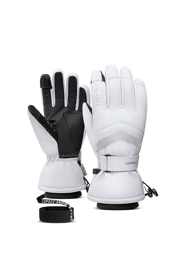 M White COPOZZ New Winter Men Women Ski Gloves Windproof Warm Waterproof Touch-Screen Non-slip Snowb