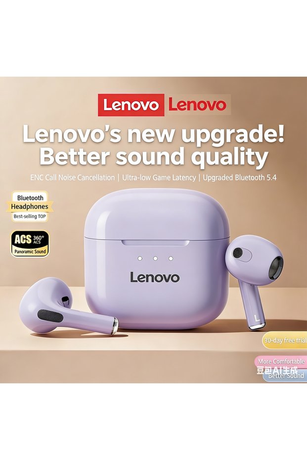 Lenovo purple Original Lenovo LP40Pro TWS Bluetooth 5.1 Quick Connect Earphone Ergonomic Design Head