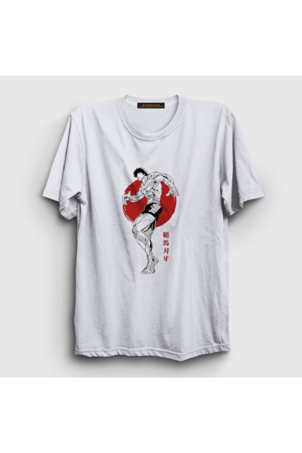 Unisex White Fighter Anime Hanma Baki T-shirt317370tt