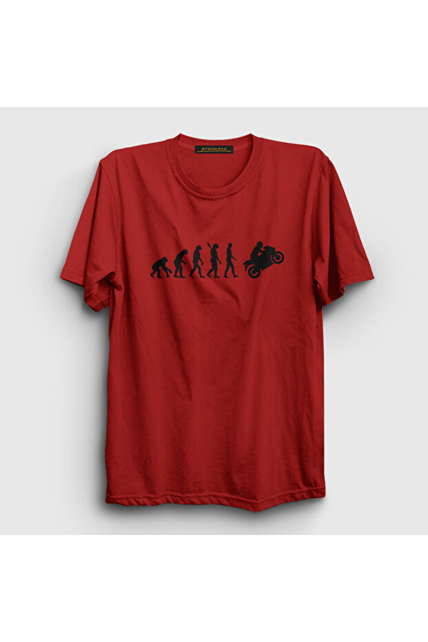 تي شيرت أحمر للجنسين من Red Evolution Evolution لسباق الدراجات النارية 441913tt