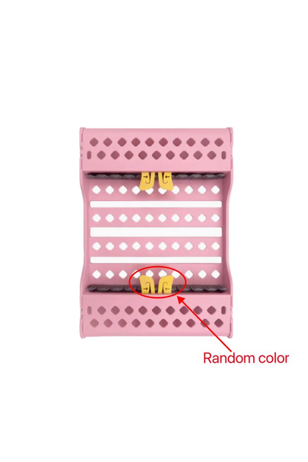 Pink 10Slots Dental Instrument Box Holder 135℃ Autoclave Plastic Dental Disinfection Storage Rack Bo