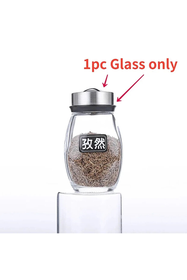 1pc Kitchen Rotating Bottle Set Glass Material Seasoning Salt Sugar Pepper Seasoning Storage Bottle