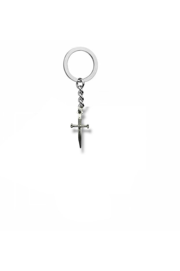 Sword Figured Cross Keychain – Gothic Warrior Themed Zamak Metal Unisex Accessory