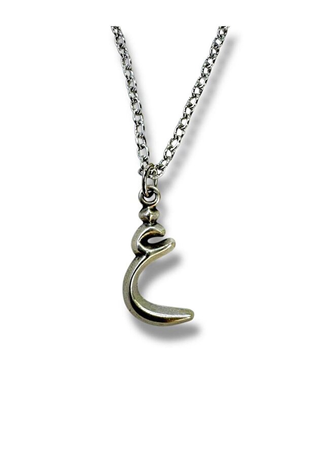 Arabic Moon (ع) Letter Necklace – Meaningful Jewelry with Zamak Plated 60 cm Chain