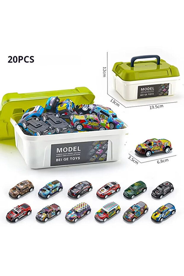 20PCS 30 - 50PCS Mini Alloy Cars Model Set with Storage Box Diecast Pull-Back Vehicle Toys for Boys,