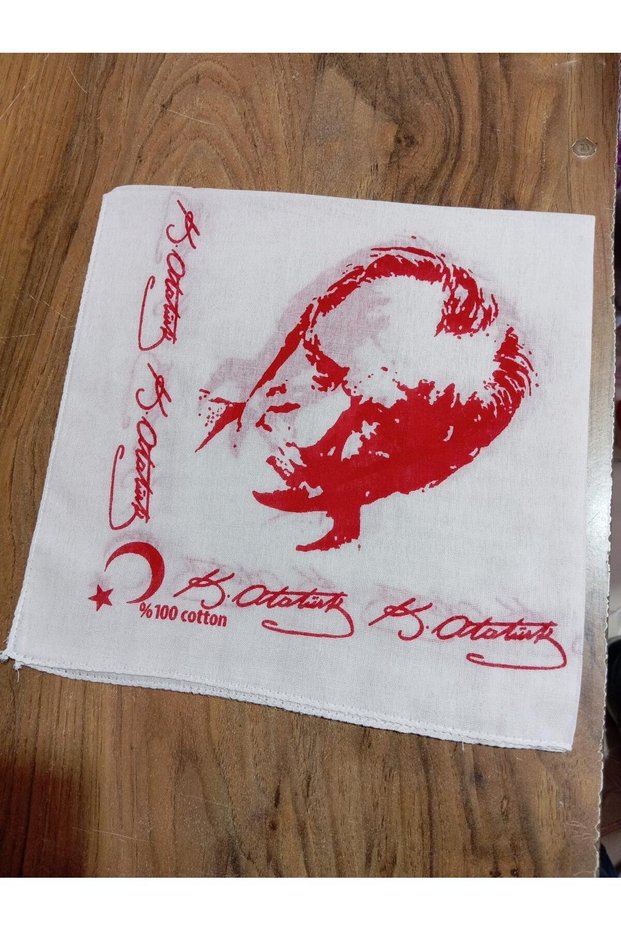 Atatürk Signature Silhouette Scarf - Bandana - 23 April, 29 October, 30 August, 19 May Ceremony 100% Cotton