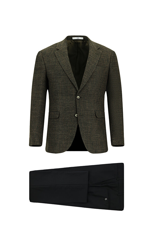 6 Drop Regular Fit Standard Cut Wool Patterned Combination Suit