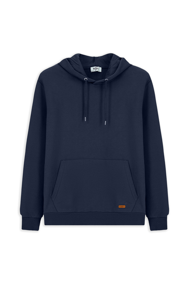 Hooded Regular Fit Patterned Cotton Basic Sweatshirt with Pockets