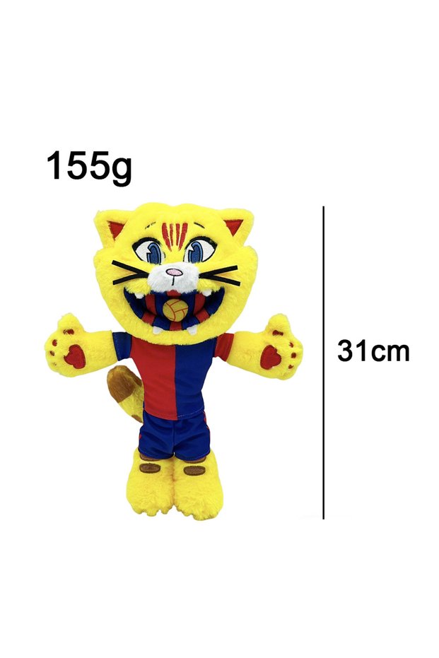 Bandai WHITE Barcelona Football Mascot Cat Plush Doll Cute Plushies Collection Stuffed Toys Bedroom