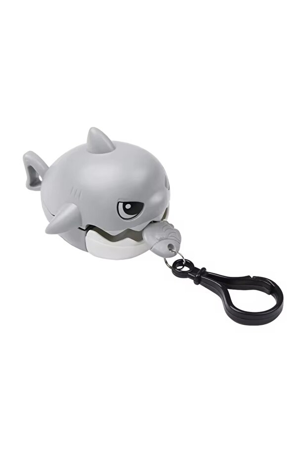 gray 1pc NEW Creative Fun Pull Line Nibbling Shark Keychain For Children Cartoon Eating Small Fish K