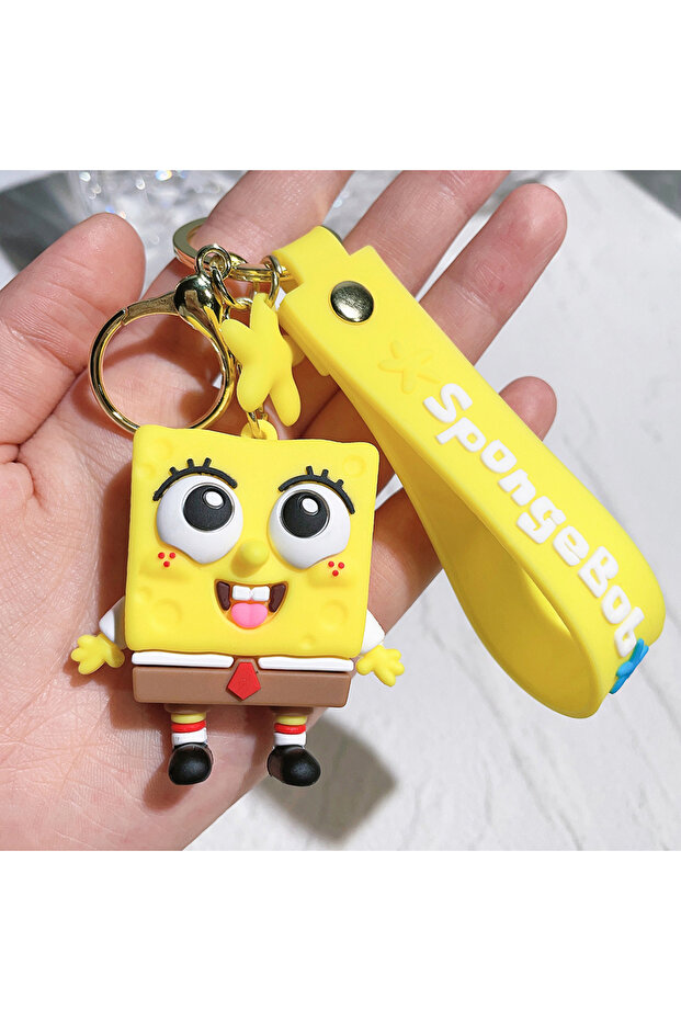 6cm KC3919 Anime Spongebob Squarepants Keychain Patrick Star Krabs Gary Sandy Kawaii Toys keychain C