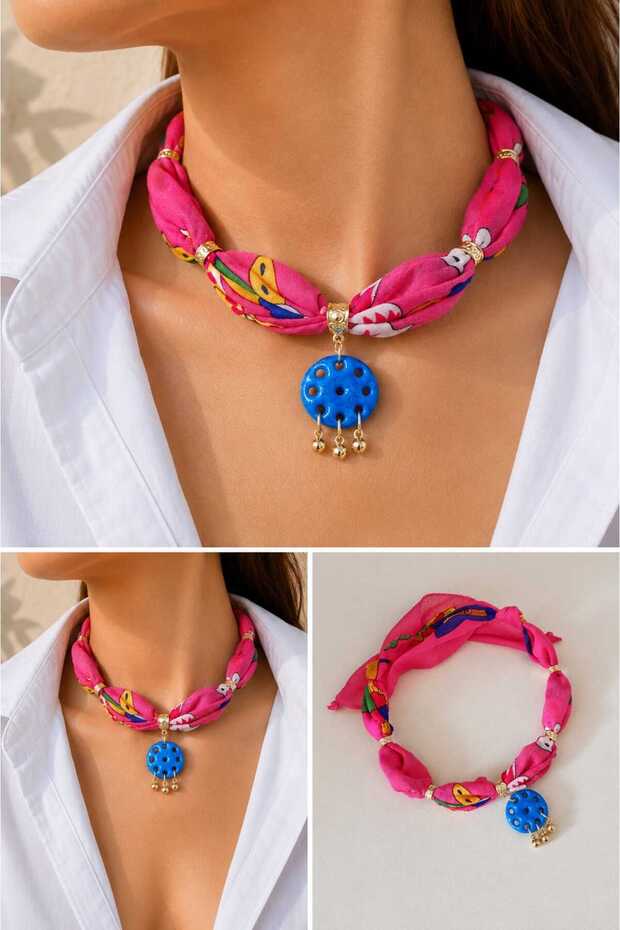 Yörük Authentic Sun Stone Necklace 4 Different Color Options Red Black Cobalt Blue
