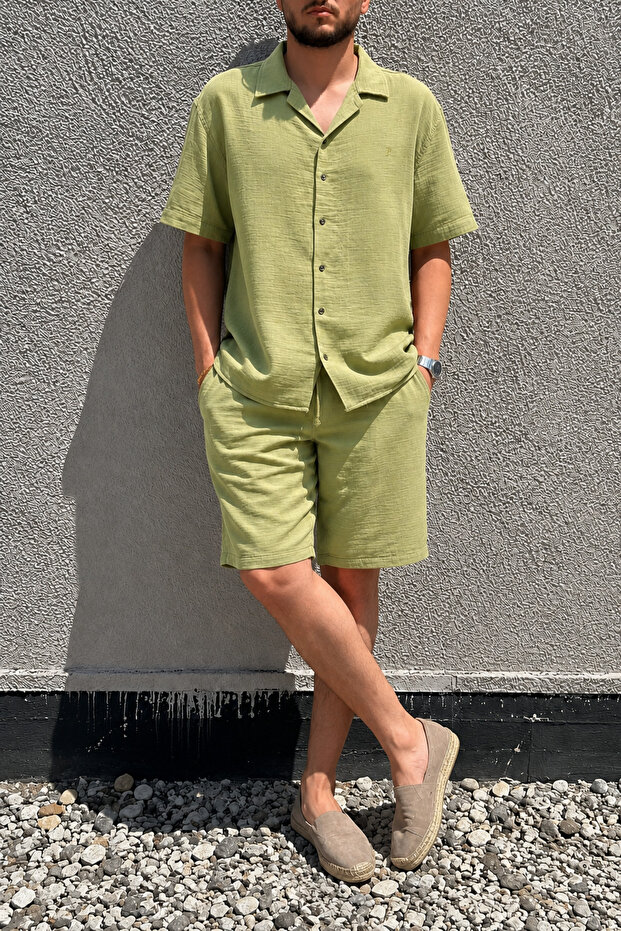 Male, Apash Collar, Summer, 100% Cotton, Muslin Weaving, Top-Down Suit G14-303