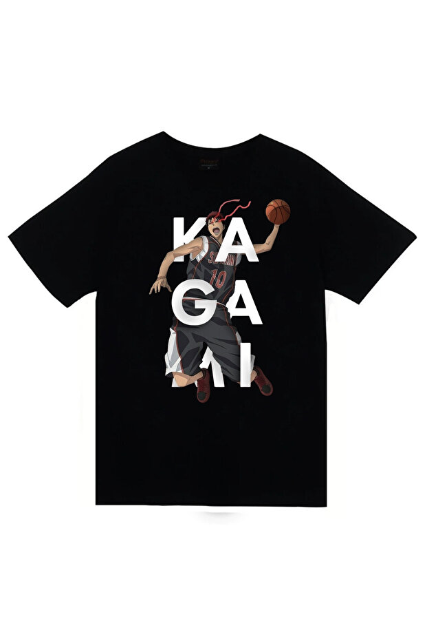 Kuroko No Basket - Taiga Kagami - Anime Printed Unisex 100% Cotton Black T-Shirt