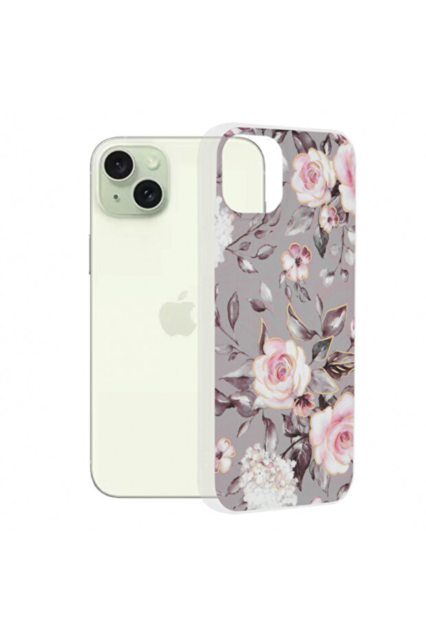 Case for Apple iPhone 15 Plus, Techsuit, Marble, Grey