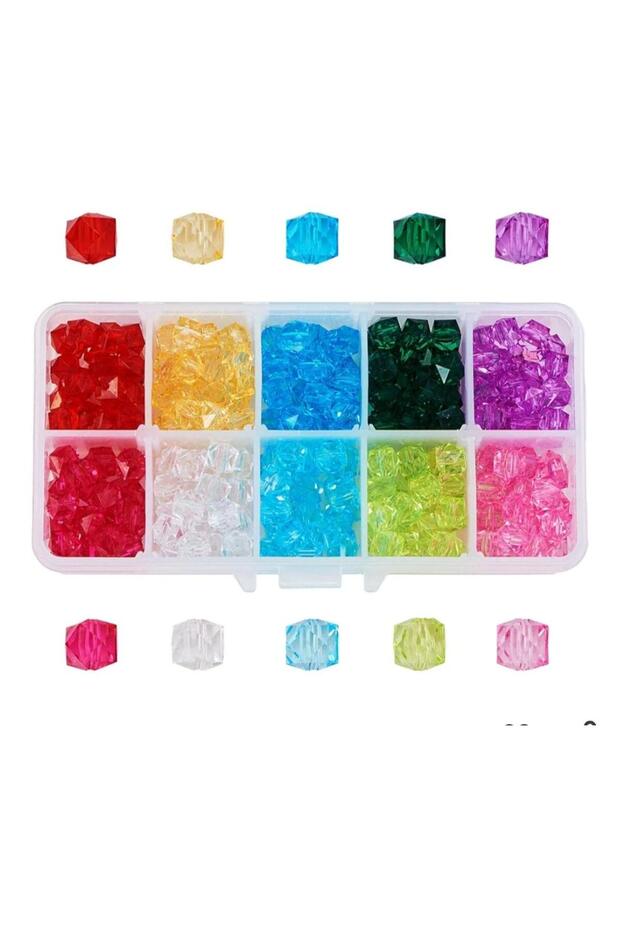 300 Pieces 4 mm 10 Colors Cube Crystal Beads Jewelry Making Supplies