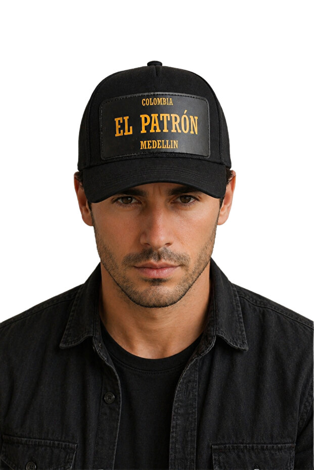 Men's Black Hat El Patron Colombia Printed Adjustable Buckle Sports Hat