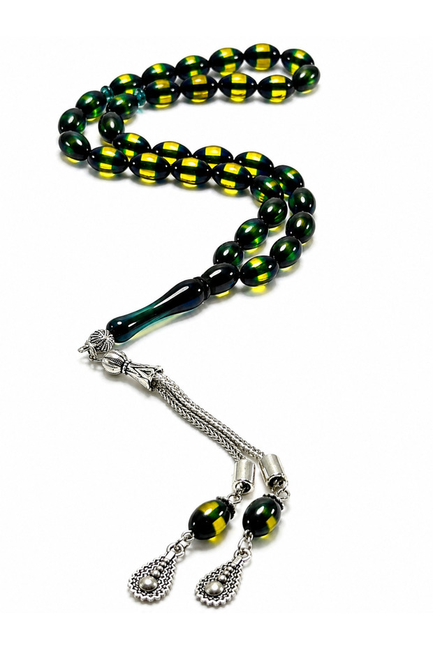 Vermeil Amber Barley Cut Prayer Beads – Handcrafted Metal Tassel Premium Collection Gift for Daily Use Prayer Beads