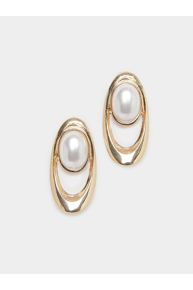 Gold Tone Faux Pearl Earrings