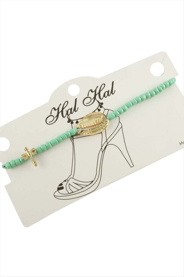 Yellow Colored Sea Shell Bead Anklet