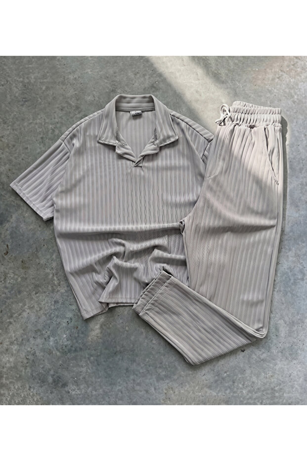 Men's T-Shirt and Pants Set Cotton Polyester 2-Piece Wide Cut