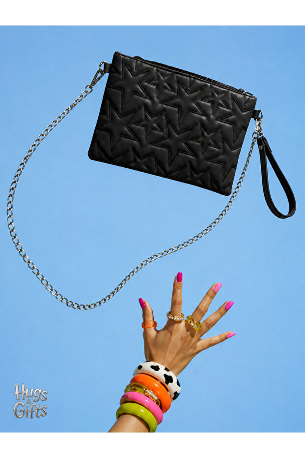 Black Star Quilted Clutch Bag 🖤