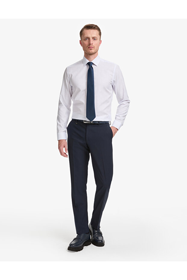 Navy Blue Slim Fit Fabric Trousers 50325156-Vr033