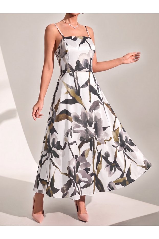 Women's Patterned Strap Stylish Dress
