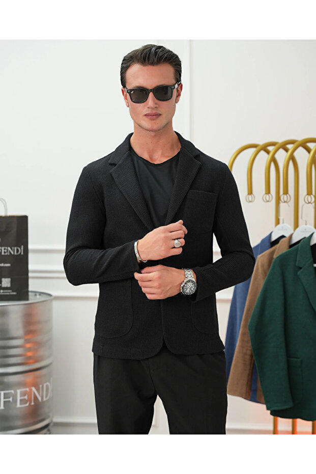 Honeycomb Knitted Pocket Jacket - 4