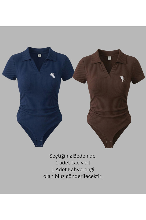 Polo Collar Ribbed Lycra Premium Bodysuit