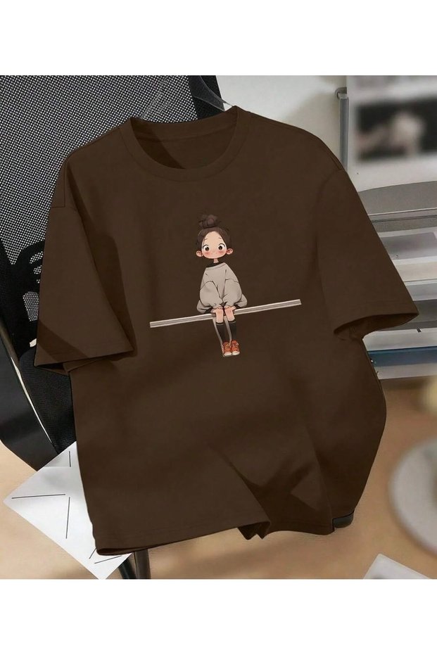 Special Series Free Girl Printed 100% Cotton Oversize Girls' T-Shirt