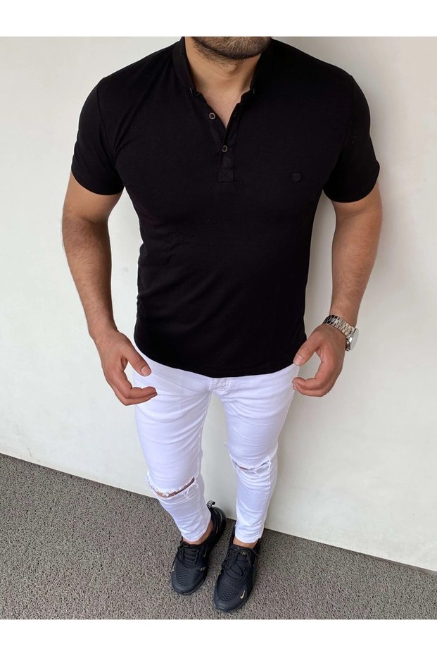 Slim Fit Knitted Polo Neck T-Shirt