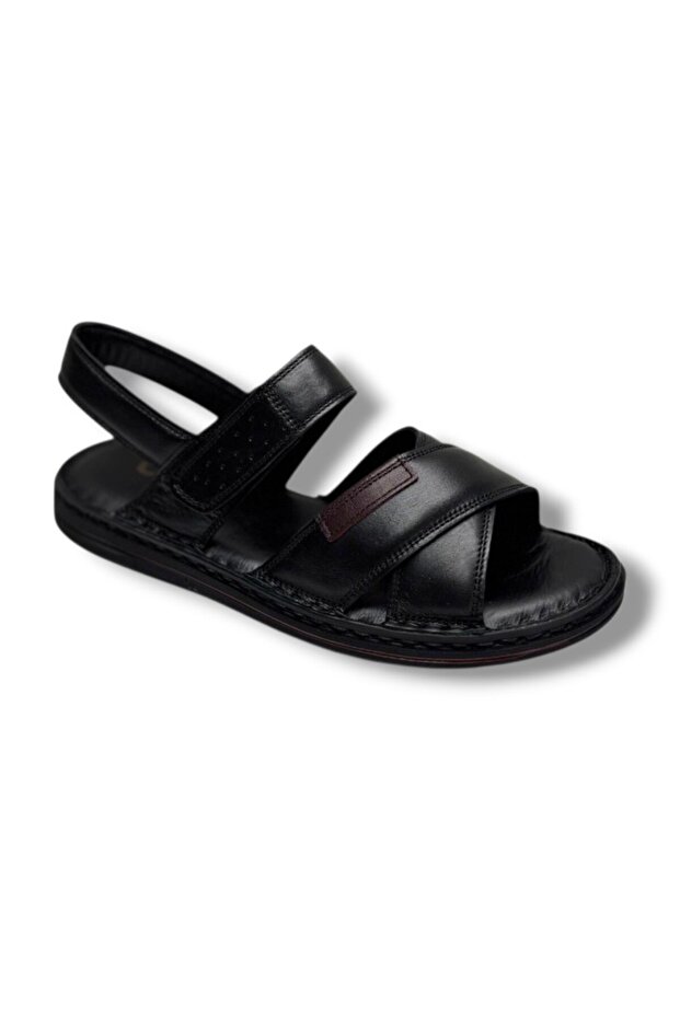 216-26 Genuine Leather Ultra Soft Cross Strap Anatomical Men's Sandals 40-47