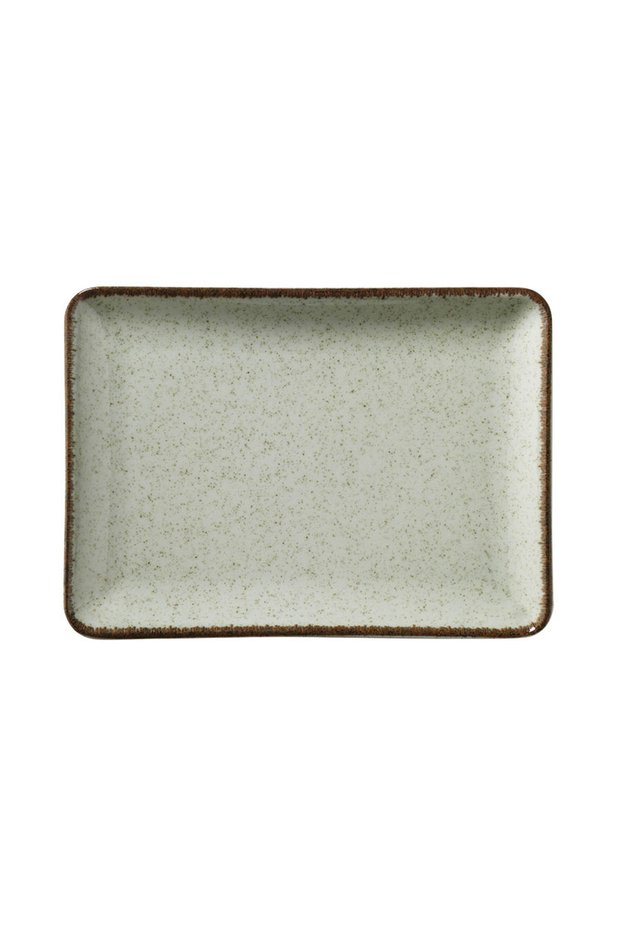 Tan 18*13 cm Flat Plate Green Set of 6