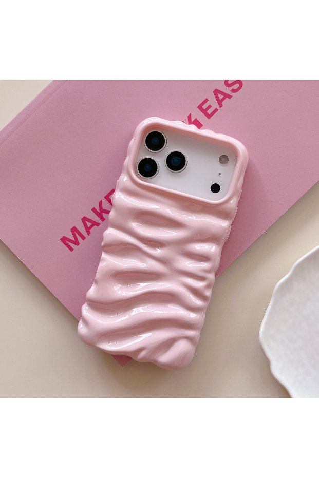 iPhone 14 Plus (6.7 Inch) Compatible Wavy Wrinkled Detailed 3D Surface Bright Colored Summer Lux Case