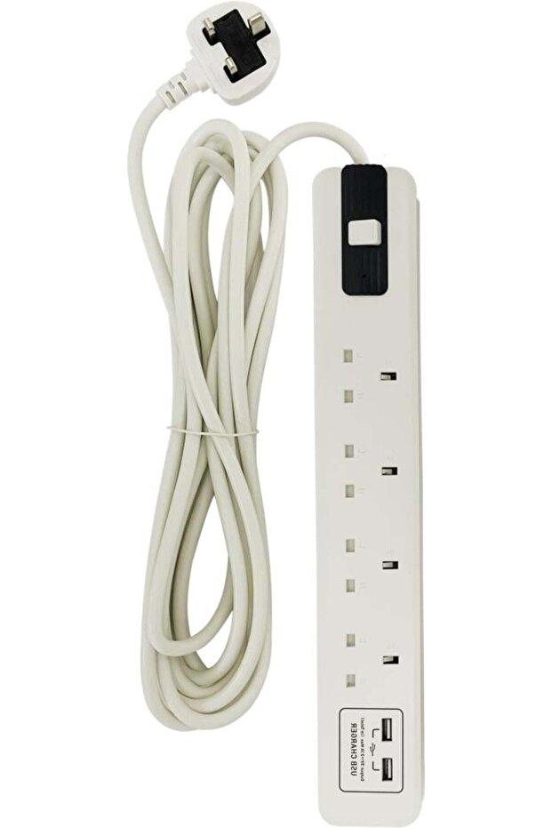 توصيلة كهرباء 5 متر 4 مقابس مع فتحات USB