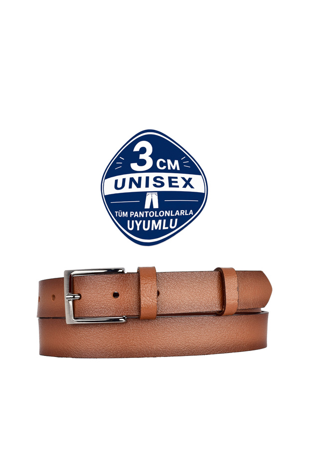 100% Genuine Leather Tan 3cm Thin Men's Belt, 3cm Women's Belt, Unisex Compatible