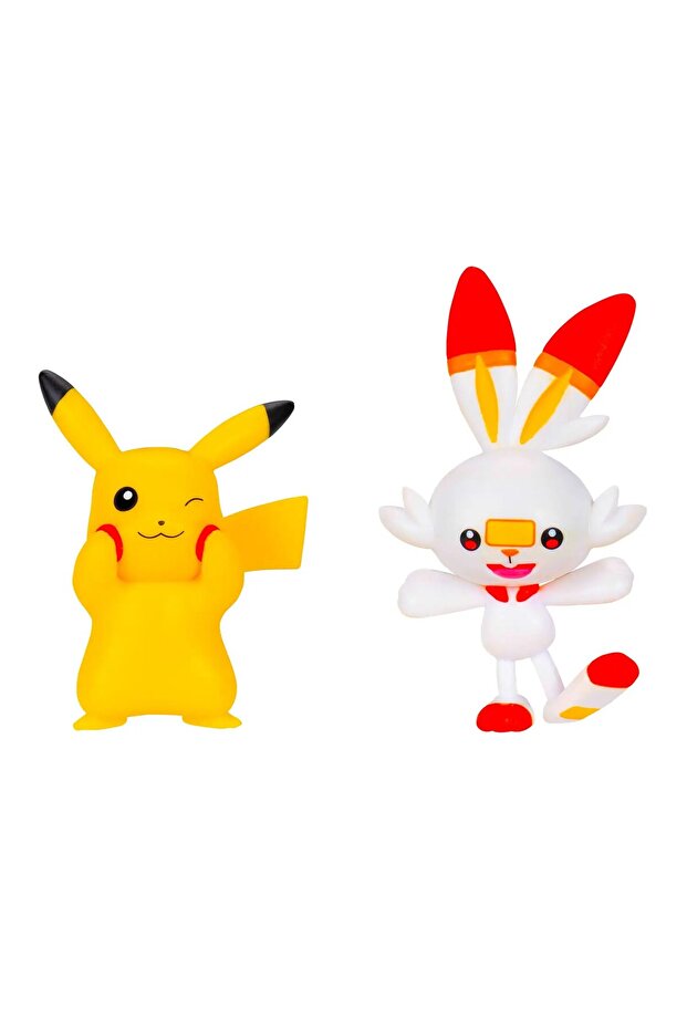 Pokemon Battle 2-Figure Set Pikachu and Scorbunny – 5-7.5 cm Tall, Detailed and Finely Crafted Licensed Figures