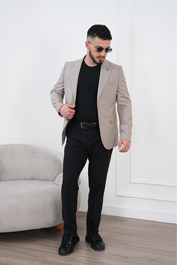 Men's Linen Blazer Jacket Slim Fit Summer Breathable