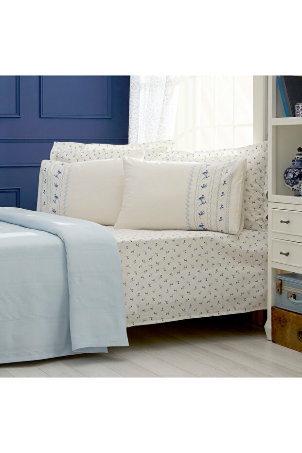 Blossy 100% Cotton Nish Set Double Pique Set Blue