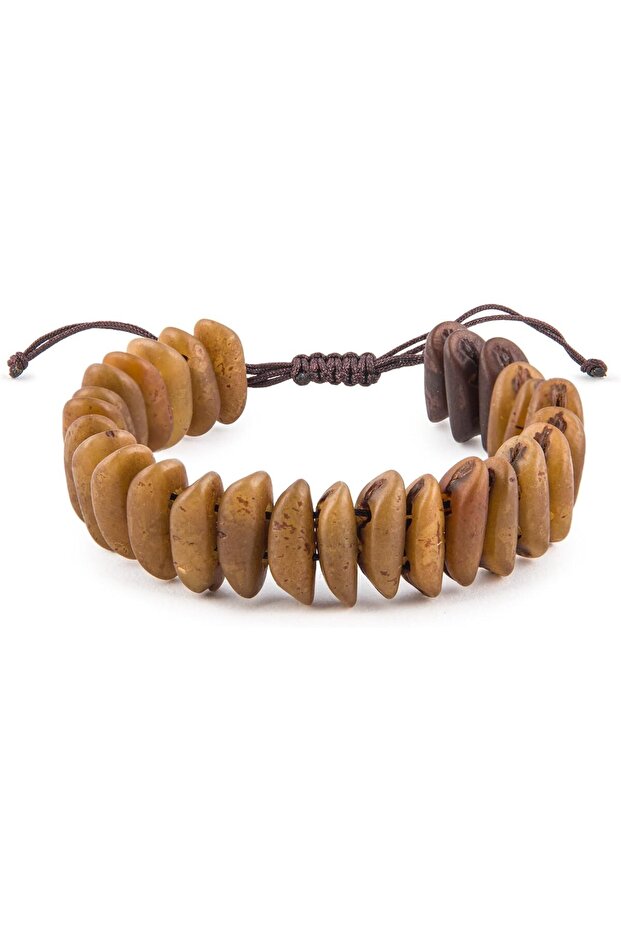 Honey Datestone Bracelet for Women, Natural Date Pit Beaded Bracelet, Handmade Adjustable Jewelry
