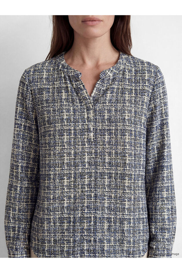 Blue Collar Patterned Blouse