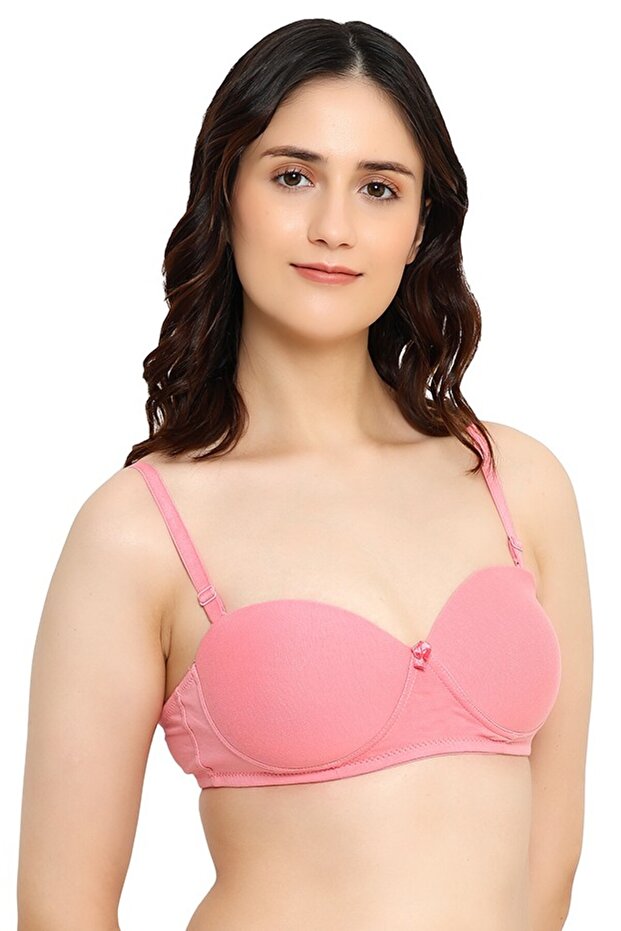 Women's Teens Girls Bra Strapless Cotton Lycra Stretch Seamless Medium Coverage Soft Padded Wire-Free Removable Straps