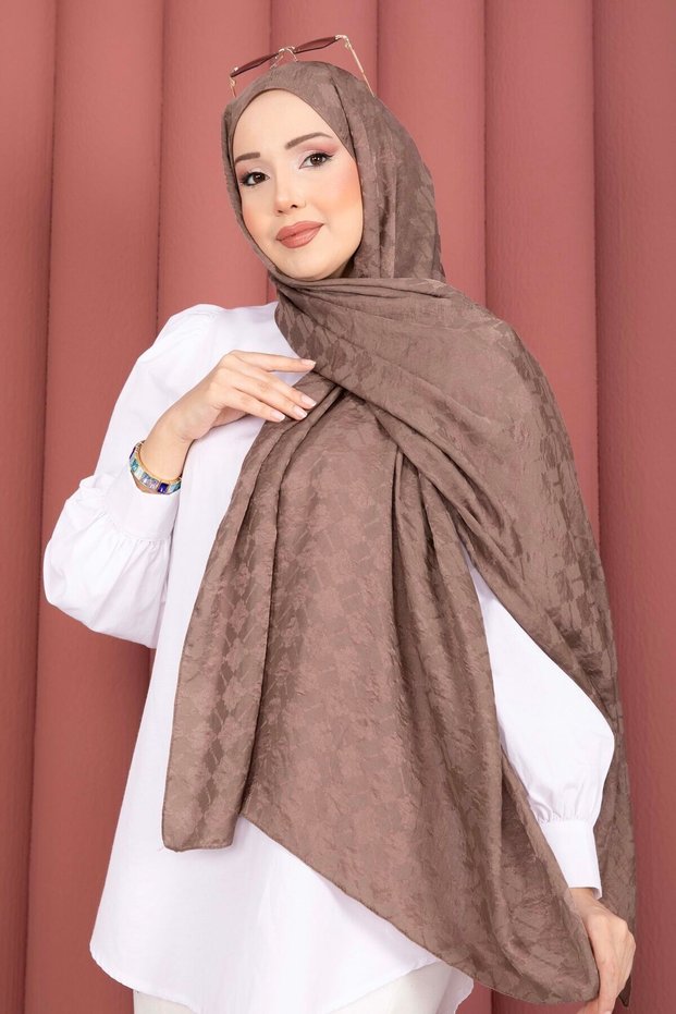 Geometric Pattern Jacquard Shawl Series Mink