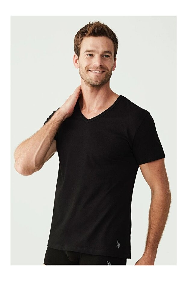 Men's Oversized V-Neck Short Sleeve 100% Cotton 2-Pack T-Shirt Athlete 90001