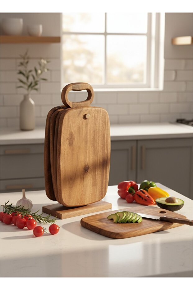 Noir Akasya 4 Piece Cutting Board / Presentation Plate (15X7X30 cm)