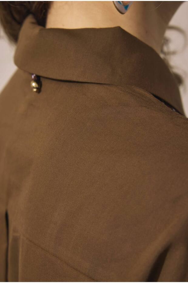 Double-Breasted Collar Tunic Brown - 3