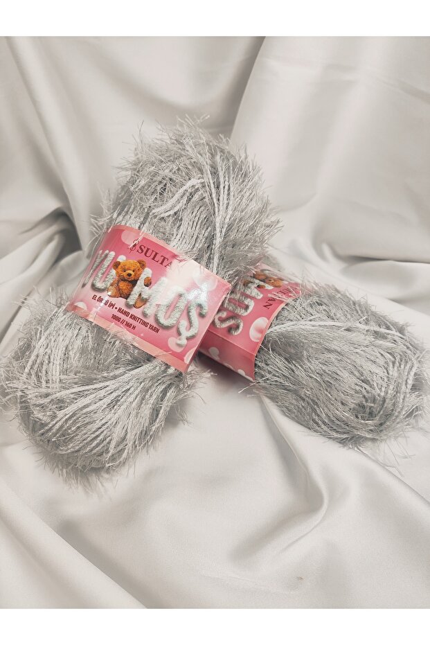 Yumoş Bearded Silver Gray Hand Knitting Yarn 100Gr. (2 Pieces) - Color: 36